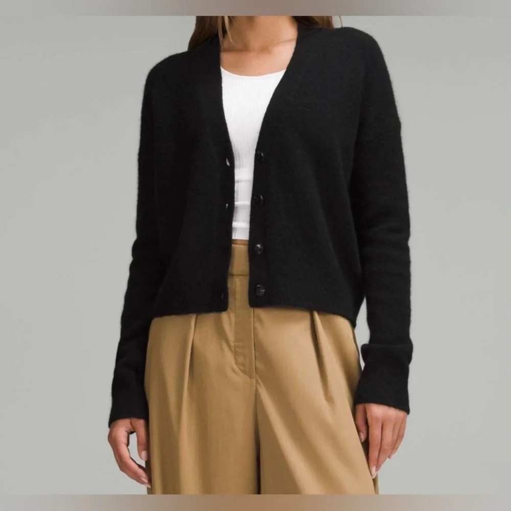 Lululemon Alpaca Wool-Blend Cardigan‎ Sweater Black XL LW3HQWS NEW